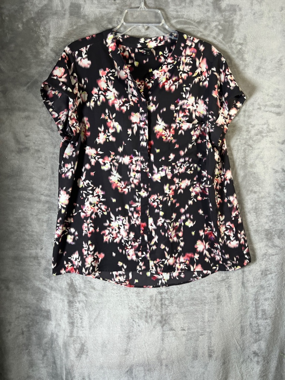 Simply Vera Vera Wang Black Floral Short-Sleeve Blouse